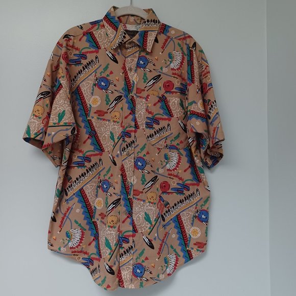 Panhandle Slim Other - Vtg Panhandle Slim Short Sleeve Shirt, Native American Indian Southwest, Size M